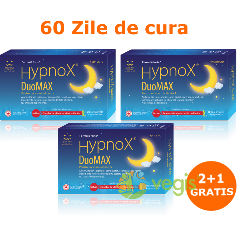 Vezi oferte>>Pachet 2+1 Gratis Hypnox DuoMAX 20cpr • BIOPOL